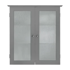 Teamson Home Armoire murale de salle de bain effet bois gris portes dépolies