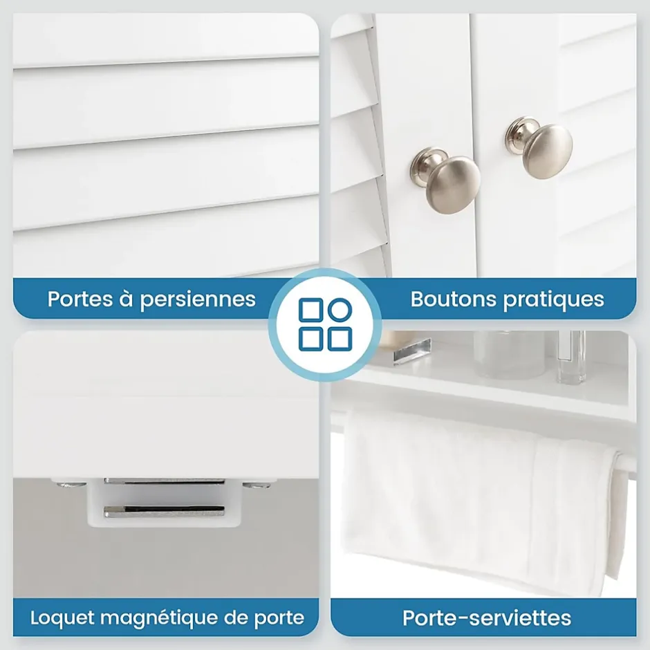Giantex Armoire Murale de Salle de Bain avec Portes à Persiennes Porte Serviettes Armoire à Pharmacie avec étagère Réglable Blanc* Armoire De Salle De Bains|Meuble De Salle De Bains Faible Profondeur