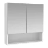 Vente-unique Armoire murale de salle de bain avec miroir et niche - Blanc - ZUMPA
