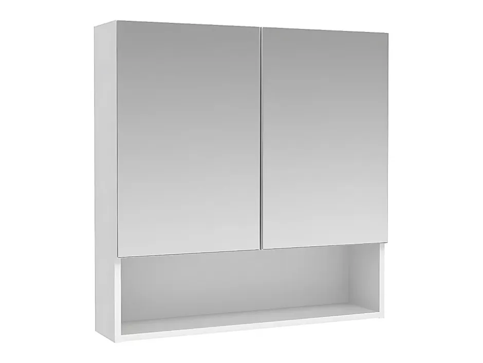 Vente-unique Armoire murale de salle de bain avec miroir et niche - Blanc - ZUMPA