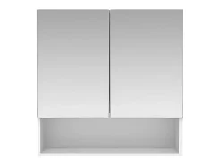 Vente-unique Armoire murale de salle de bain avec miroir et niche - Blanc - ZUMPA