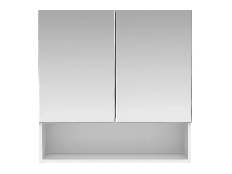 Vente-unique Armoire murale de salle de bain avec miroir et niche - Blanc - ZUMPA
