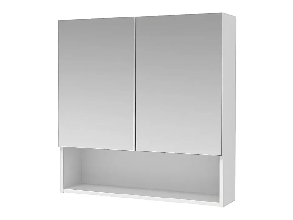 Vente-unique Armoire murale de salle de bain avec miroir et niche - Blanc - ZUMPA
