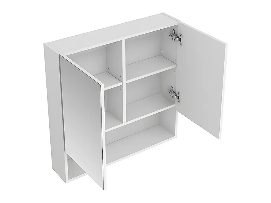 Vente-unique Armoire murale de salle de bain avec miroir et niche - Blanc - ZUMPA