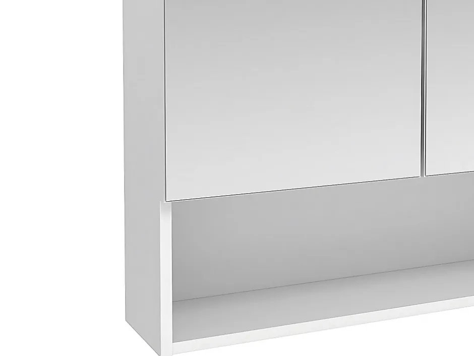 Vente-unique Armoire murale de salle de bain avec miroir et niche - Blanc - ZUMPA