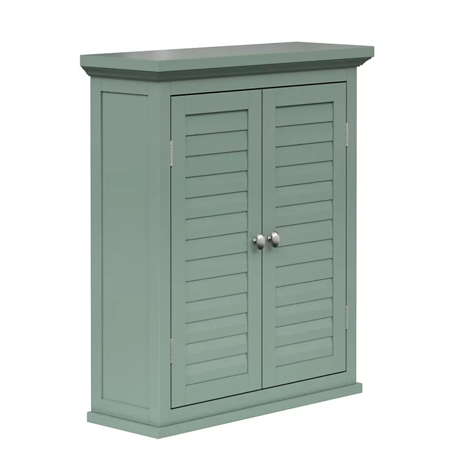 Teamson Home Armoire murale de salle de bain en effet bois vert avec 2 portes