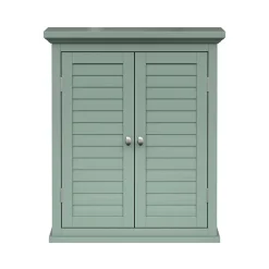 Teamson Home Armoire murale de salle de bain en effet bois vert avec 2 portes