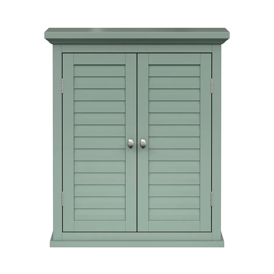 Teamson Home Armoire murale de salle de bain en effet bois vert avec 2 portes