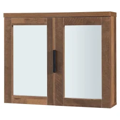 [En.Casa] Armoire murale de salle de bain Namsskogan avec miroir 50 x 60 x 15 cm effet noyer noir en.casa* Meuble De Salle De Bains Faible Profondeur|Armoire De Salle De Bains