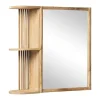 Vente-unique Armoire murale de salle de bain en teck avec miroir et niches - Coloris naturel - CIMAHI* Armoire De Toilette