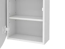 Vente-unique Armoire murale de salle de bain ovale avec miroir - Blanc - RURI