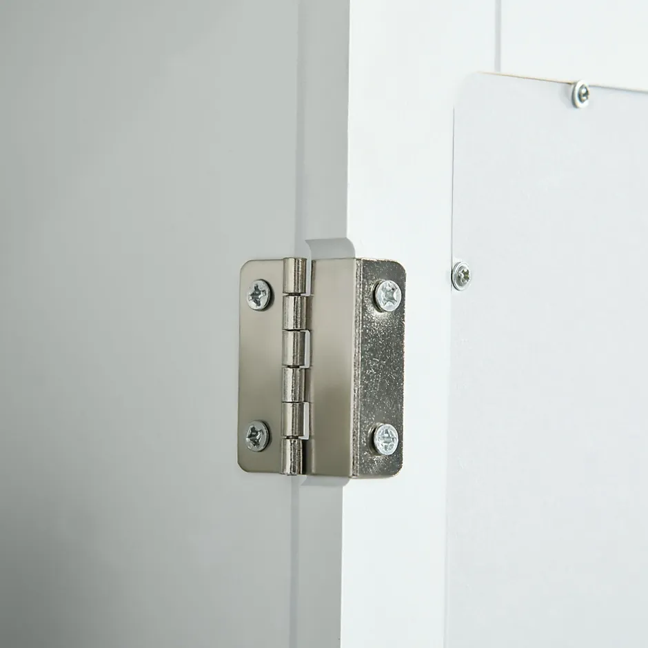 kleankin Armoire murale de salle de bain avec miroir - armoire à glace - placard de rangement toilettes - 1 porte, 2 étagères - blanc