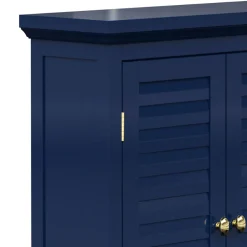 Teamson Home Armoire murale de salle de bain en effet bois bleu avec 2 portes