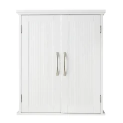 Teamson Home Armoire murale en effet bois blanc avec 2 portes et étagères* Armoire De Salle De Bains