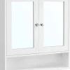 Nature Pro Armoire Murale, Meuble Salle de Bain, Placard de Rangement, Armoire Suspendue, 2 Portes-miroir et Compartiment Ouvert* Armoire De Toilette
