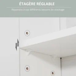 kleankin Armoire murale miroir de salle de bain - 2 portes, étagères, niche - dim. 54L x 15,2l x 55,3H cm - MDF blanc