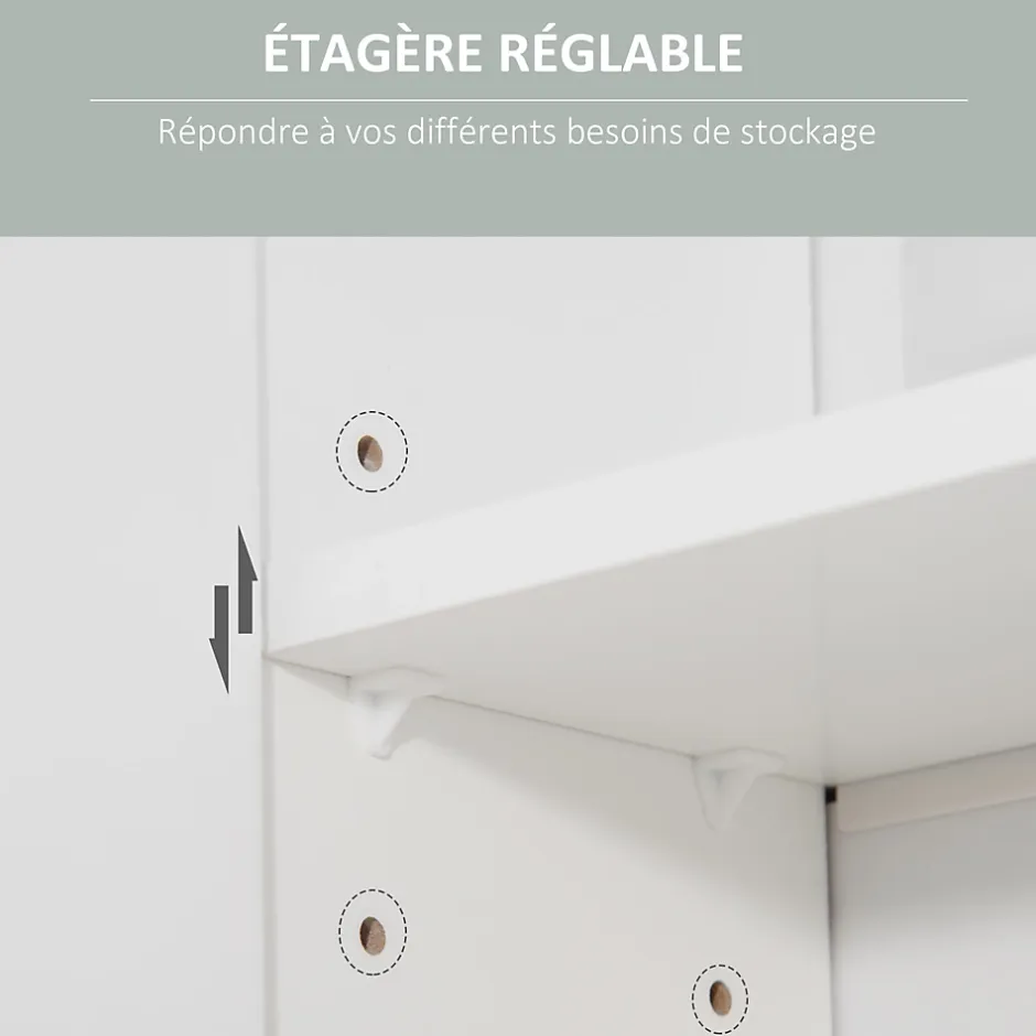 kleankin Armoire murale miroir de salle de bain - 2 portes, étagères, niche - dim. 54L x 15,2l x 55,3H cm - MDF blanc