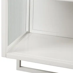Okwish Armoire Murale Moderne avec Portes Vitrées et Porte-Serviettes, Meuble Mural avec Étagères - 60x23x78 cm - Blanc, Verre+Métal