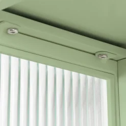 Okwish Armoire Murale Moderne avec Portes Vitrées et Porte-Serviettes, Meuble Mural avec Étagères - 60x23x78 cm - Vert, Verre+Métal* Armoire De Salle De Bains