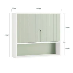 Sobuy Armoire Murale, Placard de Rangement, avec 2 Portes, BZR140-GR,