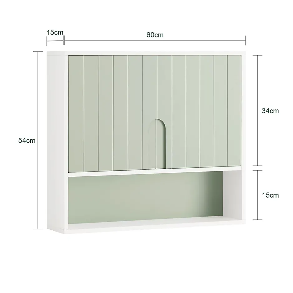 Sobuy Armoire Murale, Placard de Rangement, avec 2 Portes, BZR140-GR,
