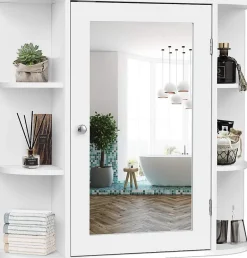 Giantex Armoire Murale pour Salle de Bain 65 x 17 x 63CM Blanc