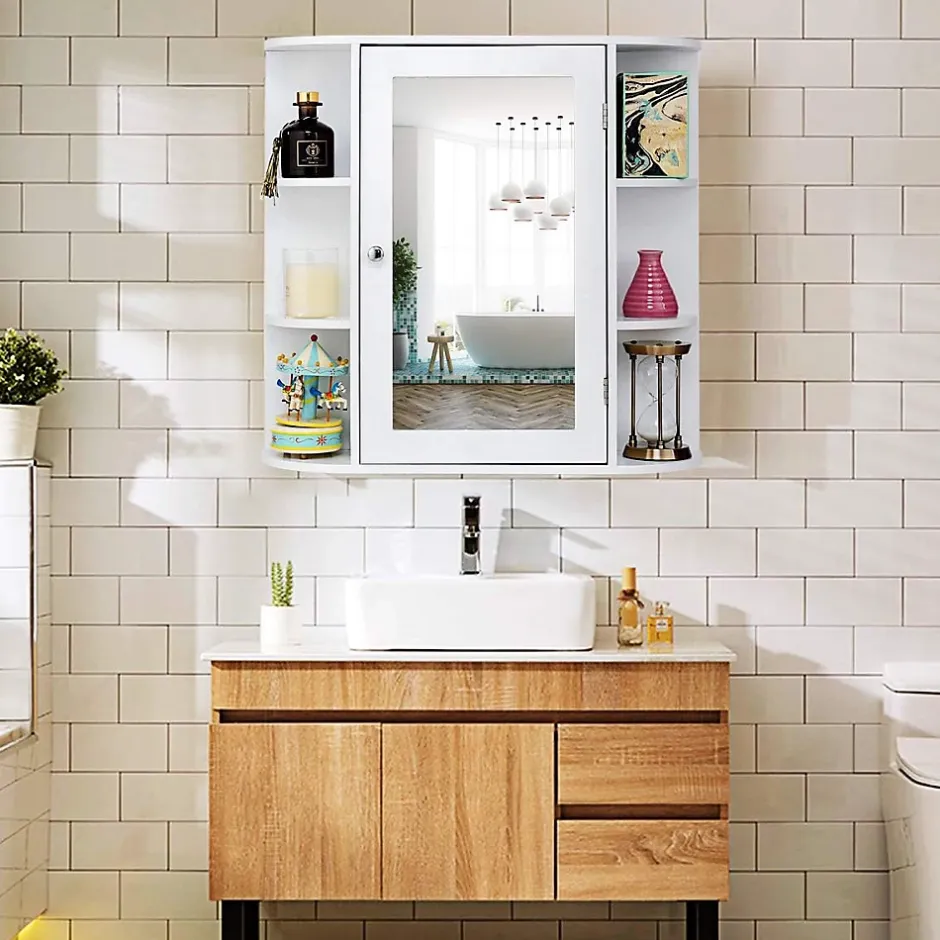 Giantex Armoire Murale pour Salle de Bain 65 x 17 x 63CM Blanc