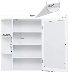 Giantex Armoire Murale pour Salle de Bain 65 x 17 x 63CM Blanc