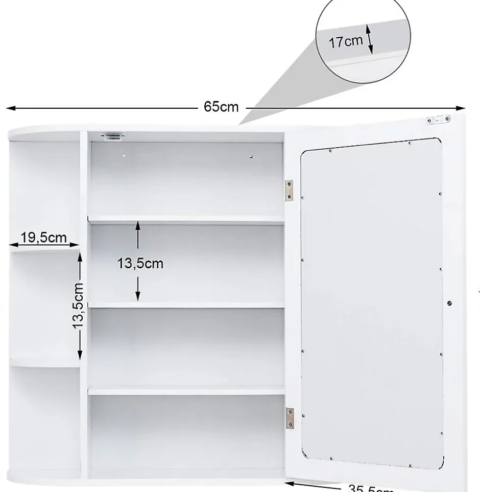 Giantex Armoire Murale pour Salle de Bain 65 x 17 x 63CM Blanc