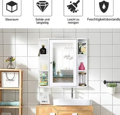 Giantex Armoire Murale pour Salle de Bain 65 x 17 x 63CM Blanc