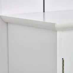 kleankin Armoire murale salle de bain armoire à glace placard de rangement toilettes 1 porte niche + étagères latérales MDF blanc* Armoire De Salle De Bains