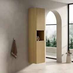 ProximaX Armoire murale salle de bain 160 cm, meuble étroit avec 2 portes et 1 compartiment ouvert, finition bois Corolla* Meuble Wc