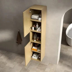 ProximaX Armoire murale salle de bain 160 cm, meuble étroit avec 2 portes et 1 compartiment ouvert, finition bois Corolla* Meuble Wc