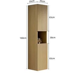 ProximaX Armoire murale salle de bain 160 cm, meuble étroit avec 2 portes et 1 compartiment ouvert, finition bois Corolla* Meuble Wc