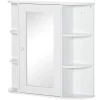 ProximaX Armoire murale salle de bain blanche avec miroir, 8 compartiments, meuble suspendu multifonction, 66 x 17 x 63 cm