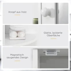 ProximaX Armoire murale salle de bain blanche avec miroir, 8 compartiments, meuble suspendu multifonction, 66 x 17 x 63 cm