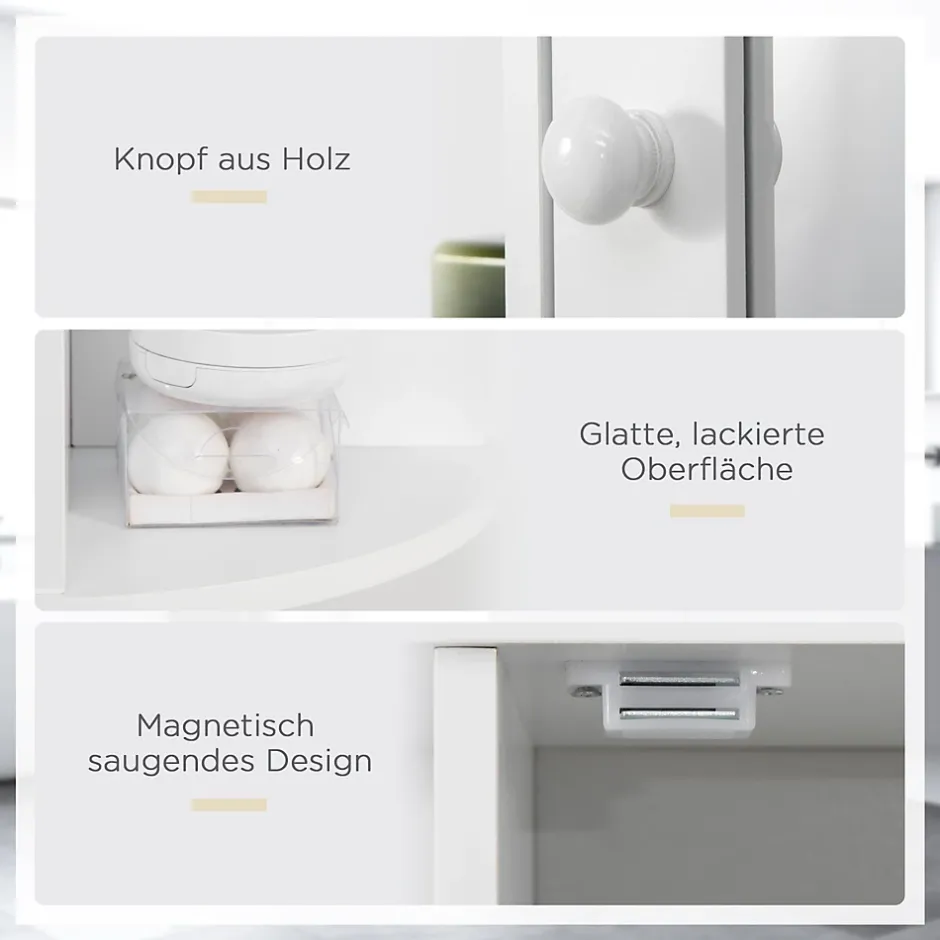 ProximaX Armoire murale salle de bain blanche avec miroir, 8 compartiments, meuble suspendu multifonction, 66 x 17 x 63 cm