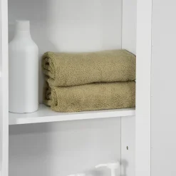 ProximaX Armoire murale salle de bain blanche avec miroir, 8 compartiments, meuble suspendu multifonction, 66 x 17 x 63 cm