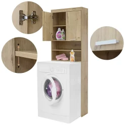 Ml-Design Armoire pour machine à laver 63x24x187 cm armoire haute MDF chêne salle de bain* Ensemble Meuble De Salle De Bains