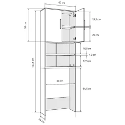 Ml-Design Armoire pour machine à laver 63x24x187 cm armoire haute MDF chêne salle de bain* Ensemble Meuble De Salle De Bains