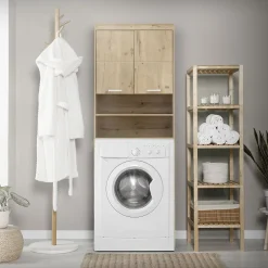 Ml-Design Armoire pour machine à laver 63x24x187 cm armoire haute MDF chêne salle de bain* Ensemble Meuble De Salle De Bains