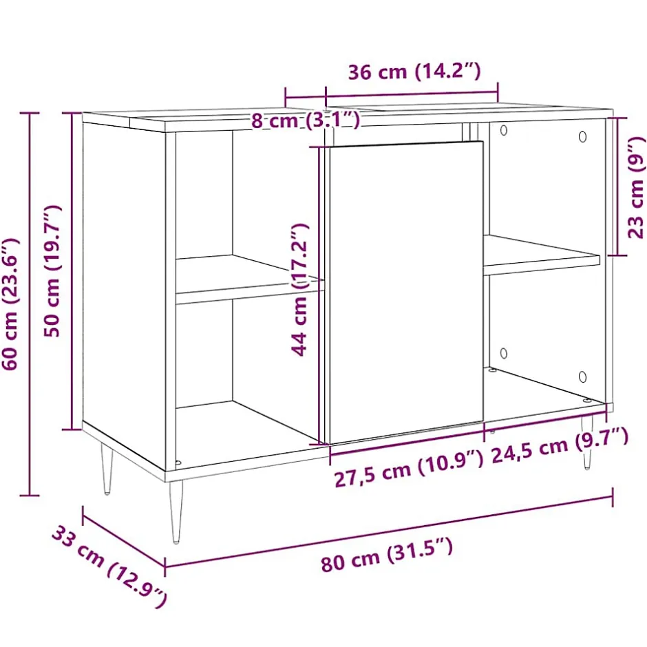 Vidaxl Armoire salle de bain chêne sonoma 80x33x60cm bois d'ingénierie