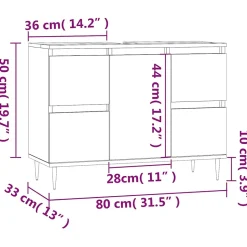 Vidaxl Armoire salle de bain chêne fumé 80x33x60cm bois d'ingénierie