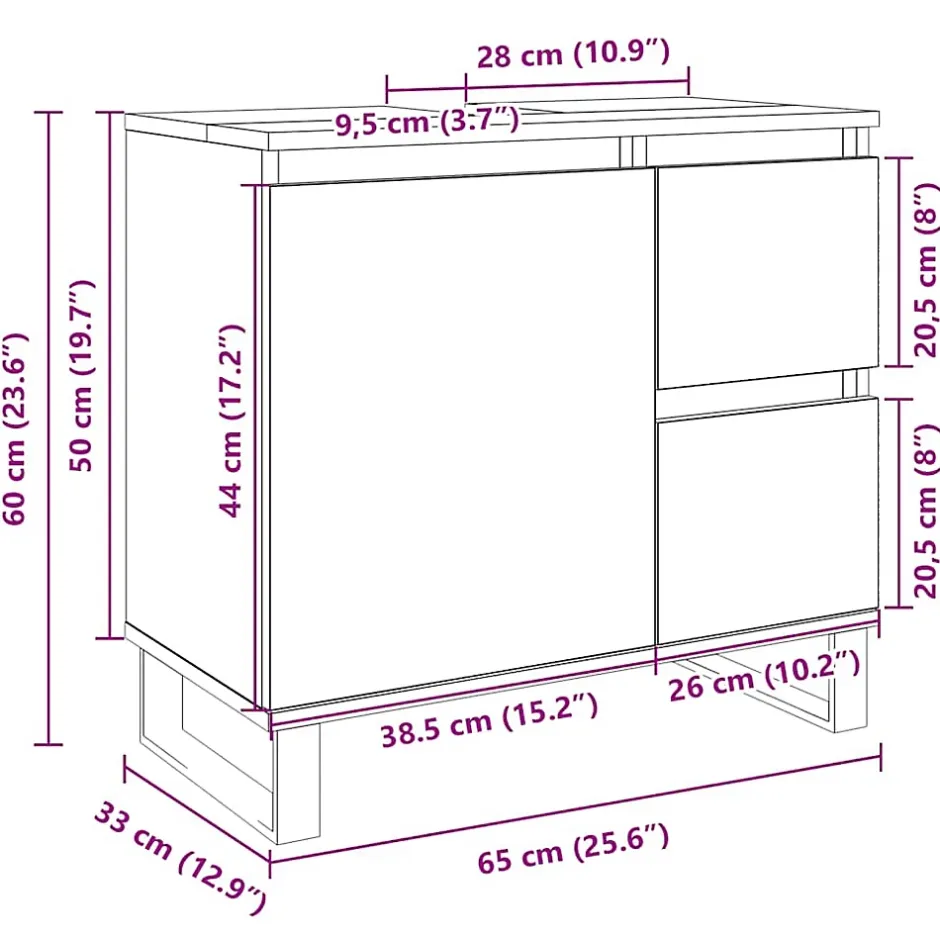 Vidaxl Armoire salle de bain chêne sonoma 65x33x60 cm