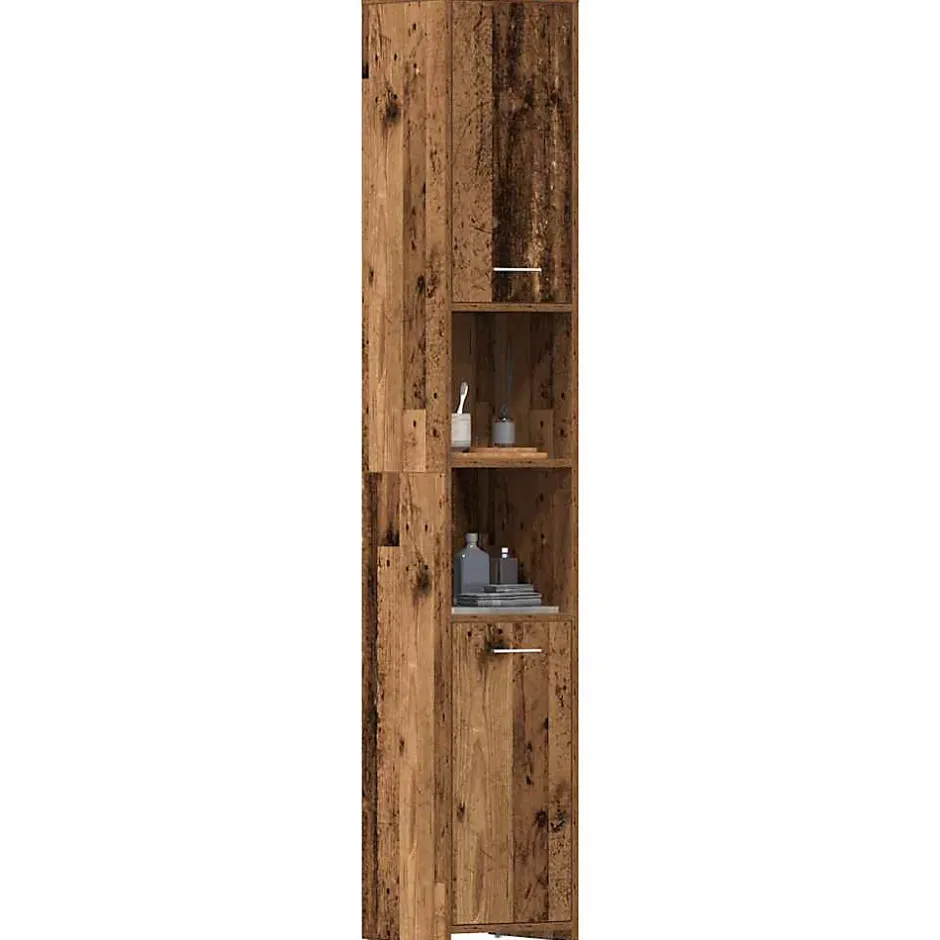Vidaxl Armoire salle de bain vieux bois 30x30x183,5 cm bois ingénierie