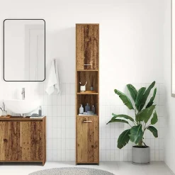 Vidaxl Armoire salle de bain vieux bois 30x30x183,5 cm bois ingénierie