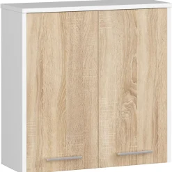 Akord Furniture Factory Armoire salle de bains AKORD FIN Meuble Haut Suspendue Blanche 60 cm 2 portes façade Chêne Sonoma 2 étagères 60x22,5x60 cm* Meuble De Salle De Bains Faible Profondeur|Armoire De Salle De Bains