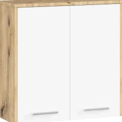 Akord Furniture Factory Armoire salle de bains AKORD FIN accr. au mur Chêne Artisan 60 cm 2 portes façade Blanche 2 étagères 60x22,5x60 cm* Armoire De Salle De Bains