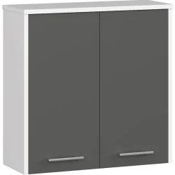 Akord Furniture Factory Armoire salle de bains AKORD FIN Meuble Haut Suspendue Blanche 60 cm 2 portes façade Gris Graphite 2 étagères 60x22,5x60 cm* Armoire De Salle De Bains