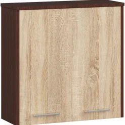Akord Furniture Factory Armoire salle de bains AKORD FIN Meuble Haut Suspendue Wengé 60 cm 2 portes façade Chêne Sonoma 2 étagères 60x22,5x60 cm* Armoire De Salle De Bains|Meuble De Salle De Bains Faible Profondeur